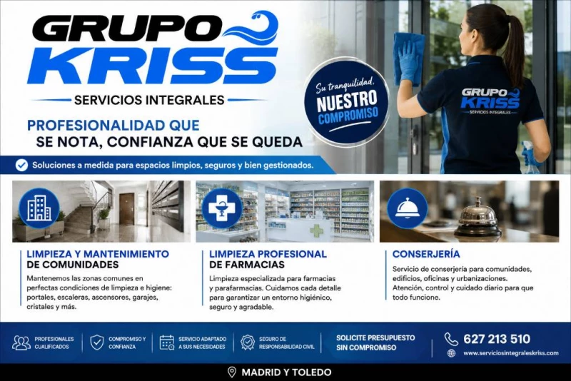 Limpieza de comunidades, farmacias y conserjería | Grupo Kriss